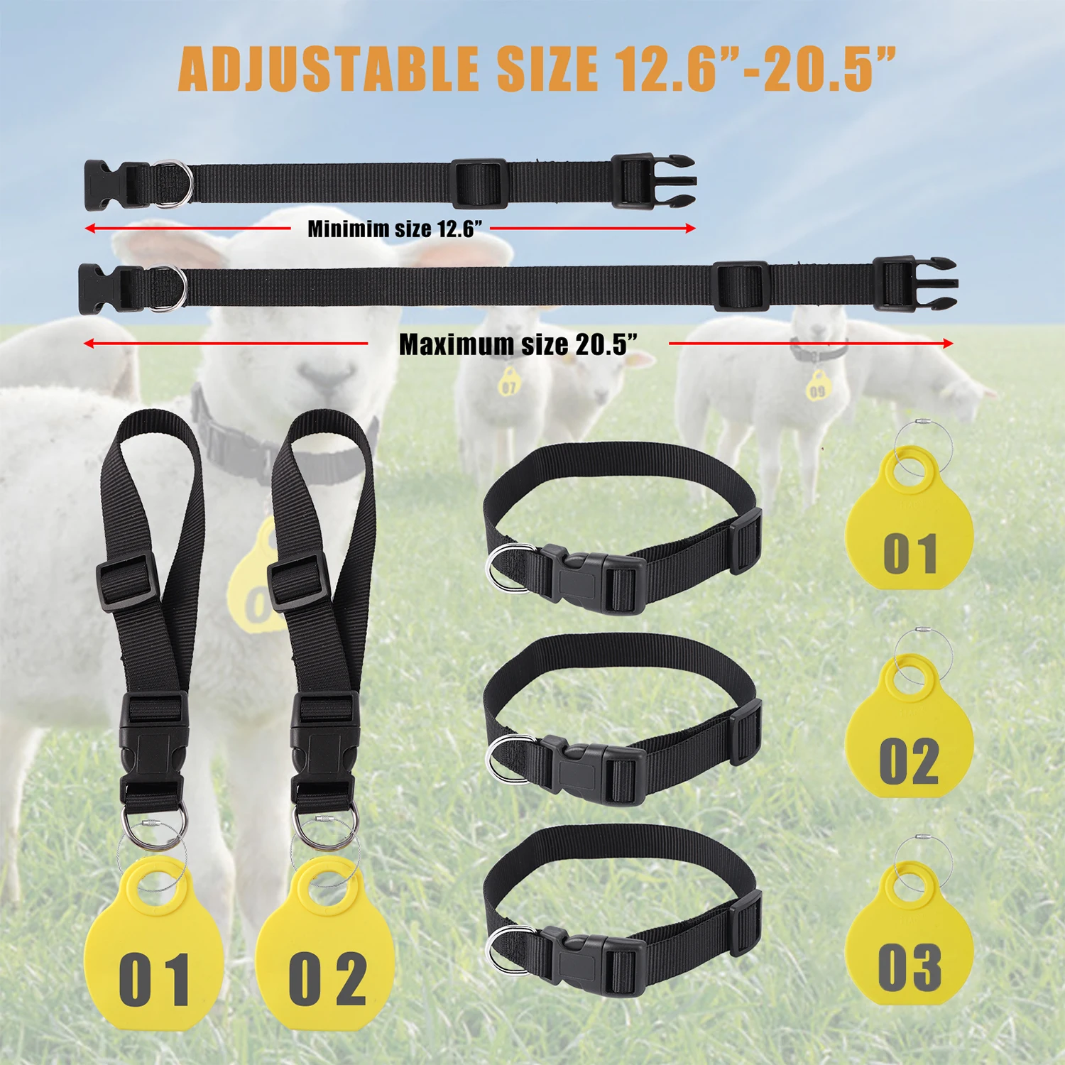 Collar de nailon para ovejas y cabras – Etiqueta identificativa resistente - imagen 2