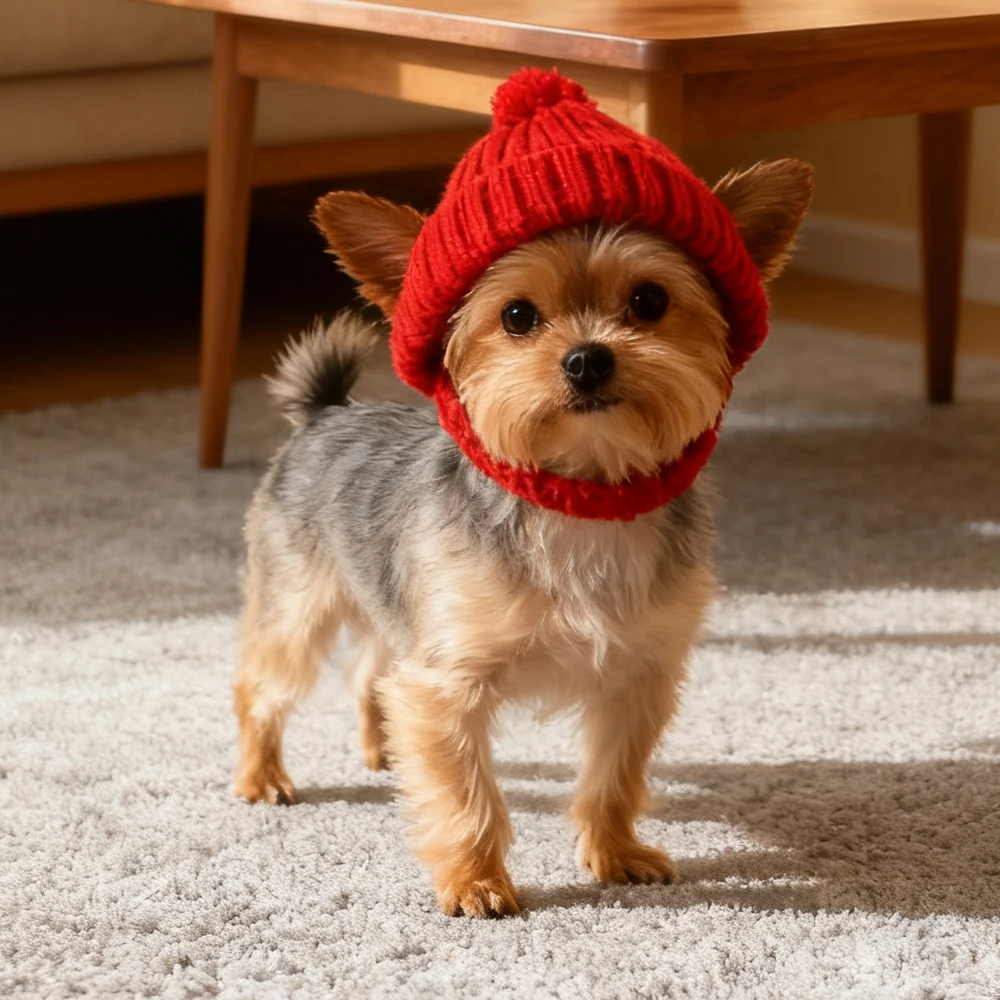 Gorro de punto para perro maltés – Protege orejas del frío en invierno
