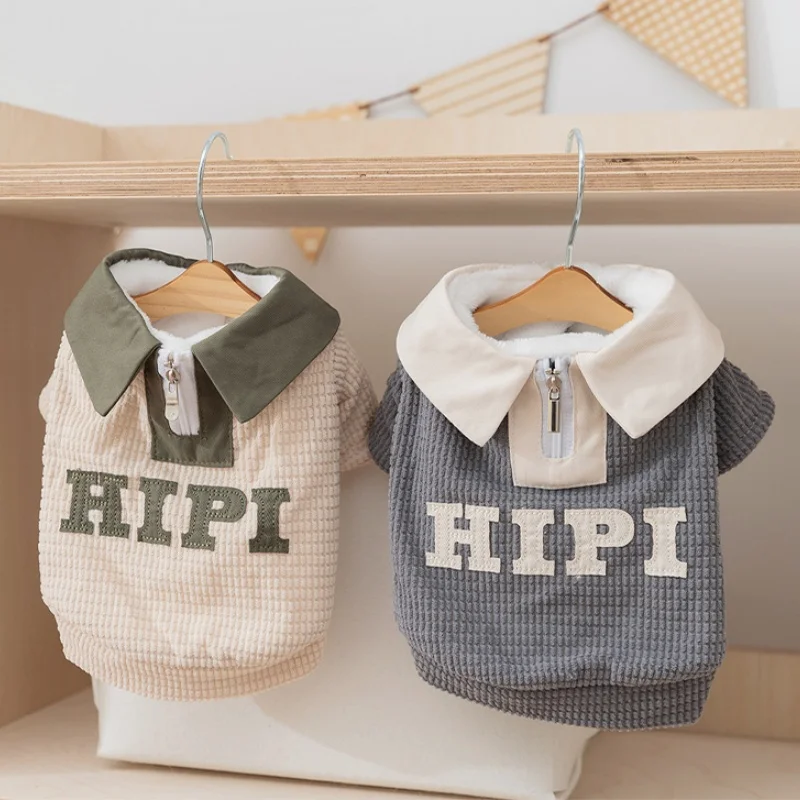 Abrigo cálido y suave para perro, ropa de invierno de felpa para perro, chaqueta para cachorro a la moda, abrigo con estampado de letras, Chaqueta de algodón para gato, disfraz para mascota Chihuahua