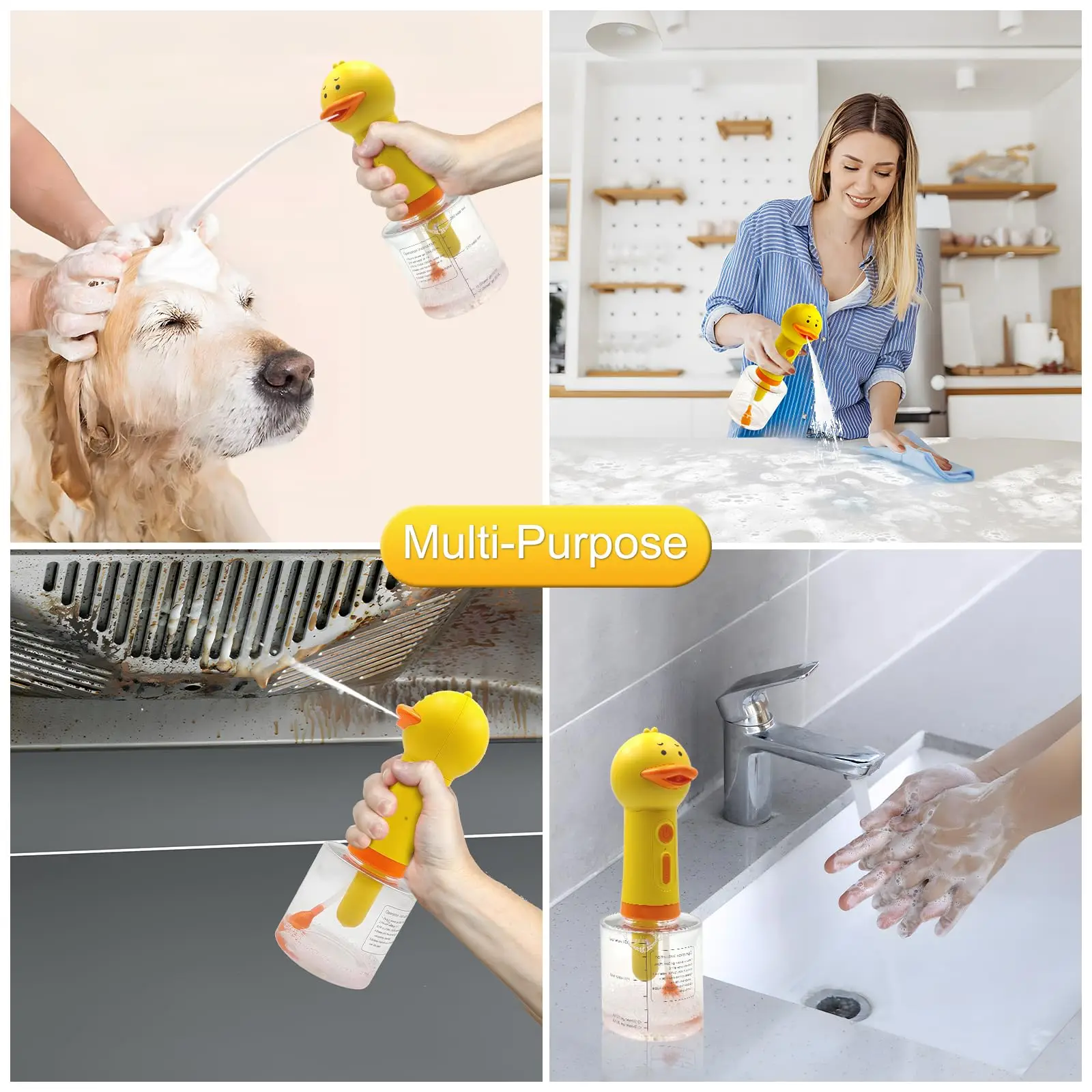 Máquina de espuma eléctrica de pato amarillo, dispensador automático de jabón de mano, lanzador de máquina de espuma para baño de gatos y perros, accesorios para mascotas - imagen 3