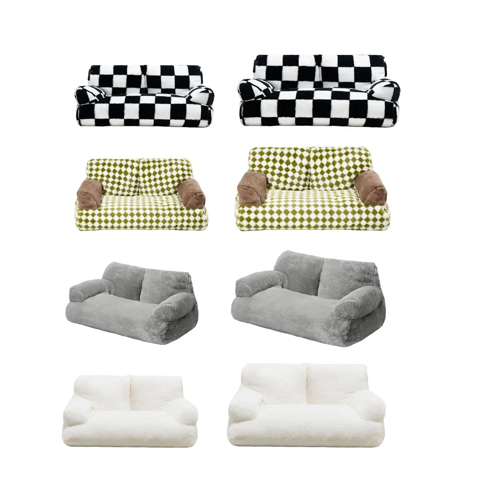 Washable Cat Bed Fluffy Cat Couch Comfortable All Seasons Pet Couch Bed Pet Sofa Bed for Small Dogs Puppy Kittens Indoor Cats