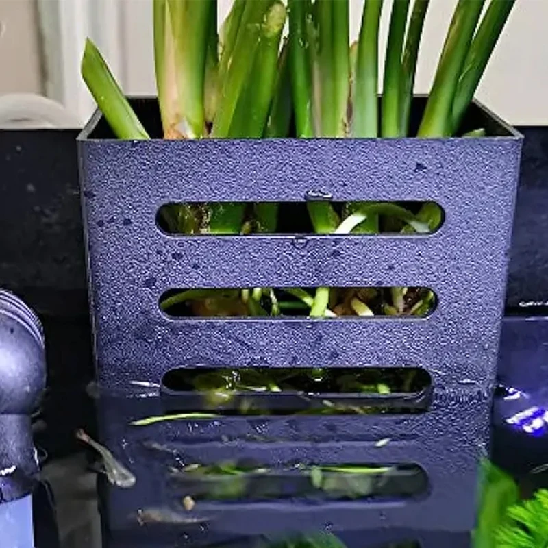 Decoraciones para peceras de mascotas, soporte para plantas de acuario, almacenamiento de plantas hidropónicas, plástico, cuadrado, hueco, cesta de almacenamiento - imagen 2