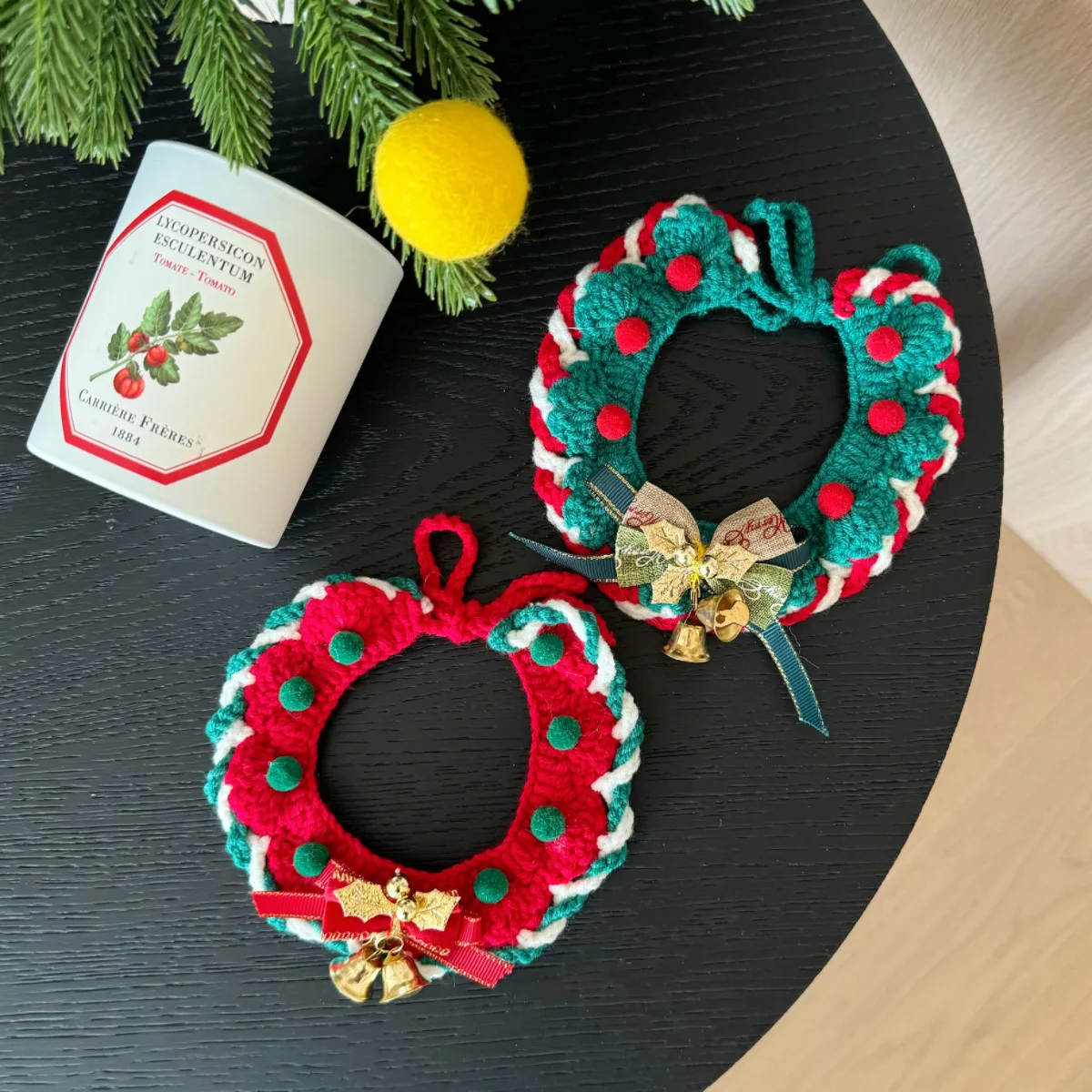 Collares para mascotas, collares navideños para mascotas, campanas para perros y gatos, bufandas tejidas de hilo de Reno, accesorios para perros pequeños y cachorros - imagen 3