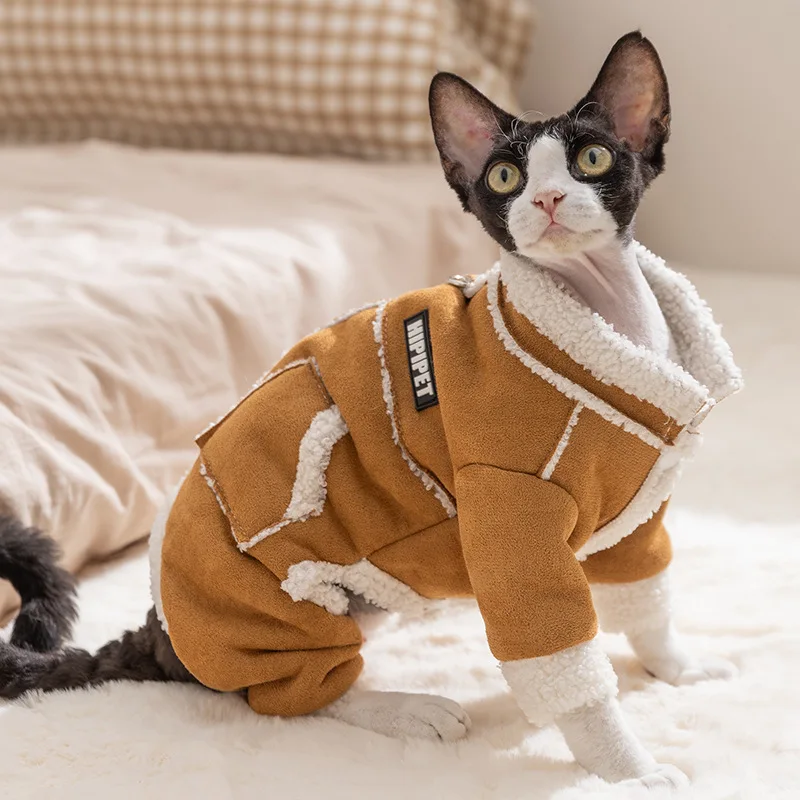 Ropa de otoño e invierno para perros, abrigo de lana de cuatro patas para perros, mono grueso y cálido para perros, chaqueta para cachorros, ropa para perros Chihuahua Bichon Dachshund - imagen 4