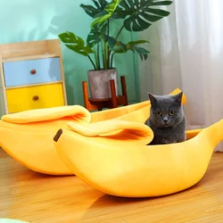 Cama para gatos forma plátano, cálida y portátil