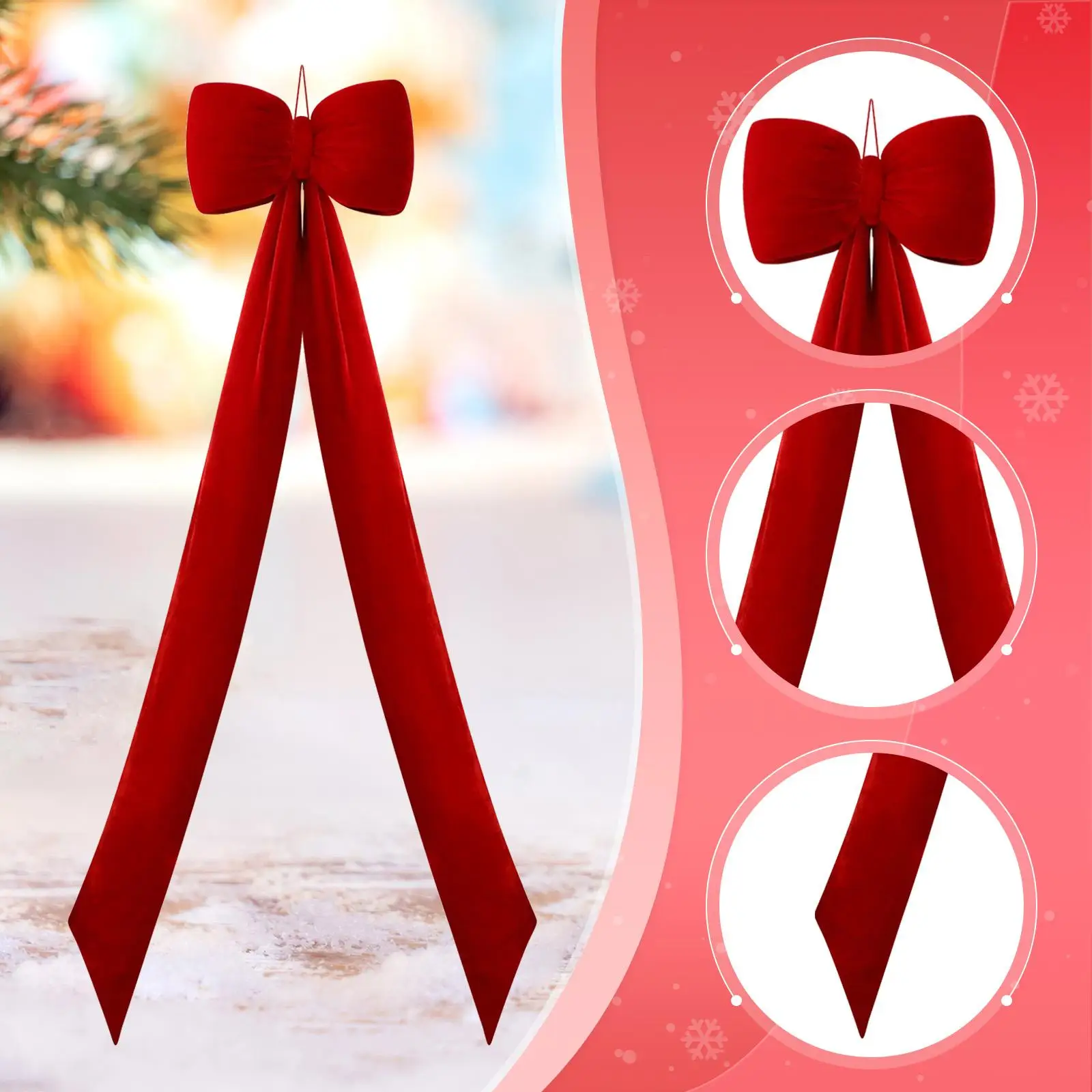 Adorno de árbol de Navidad con lazo gigante, decoración navideña decorativa de 59 pulgadas, telón de fondo multifuncional para porche, Bar, tienda, sala de estar - imagen 5