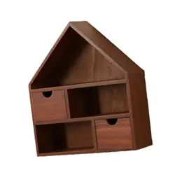 Gabinete de curiosidades montado en la pared, caja de madera colgante, caja de cubículo de sombra de madera en forma de casa para recuerdo