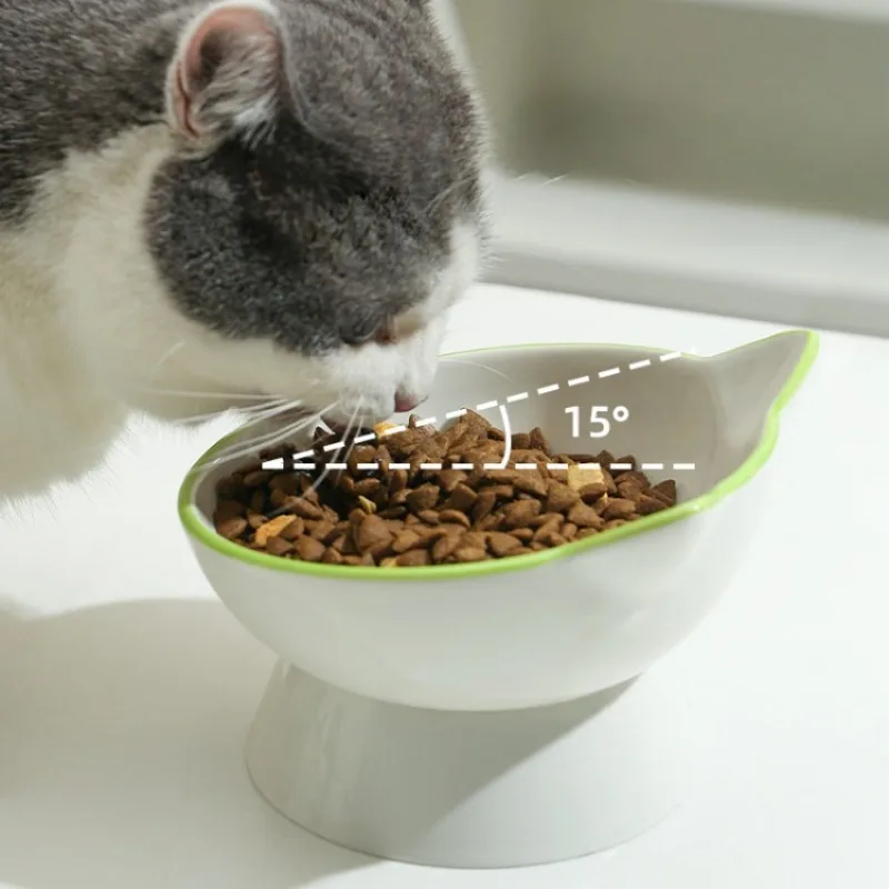 Cuenco de cerámica antideslizante para perros y gatos, plato en ángulo de boca ancha, contenedor de agua y comida de gran capacidad para gatitos, cuenco antideslizante para cachorros, suministros para mascotas - imagen 3