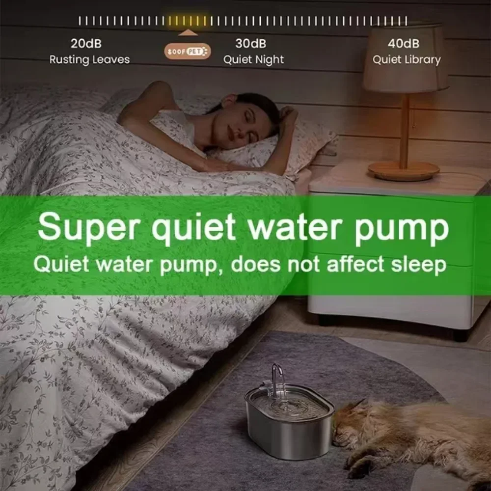 Dispensador de agua para gatos de 3,2l, grifo de acero inoxidable, fuente de agua para mascotas, bebedero de agua automático inteligente para gatos con filtros, Sensor de movimiento - imagen 5