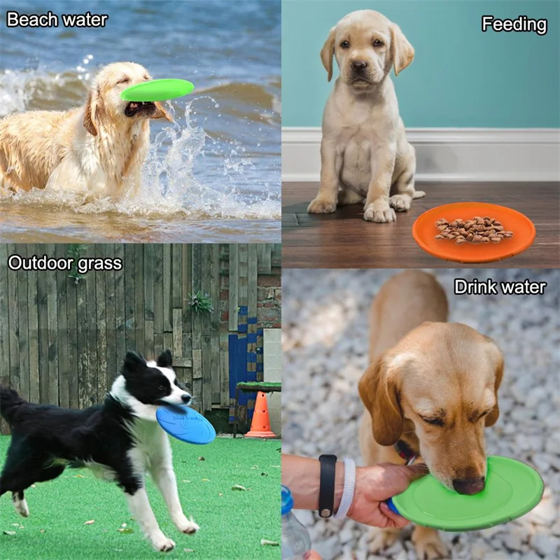 Juguetes de disco volador de silicona, juguetes de entrenamiento multifunción para cachorros y mascotas, juego interactivo al aire libre, suministros para perros - imagen 3