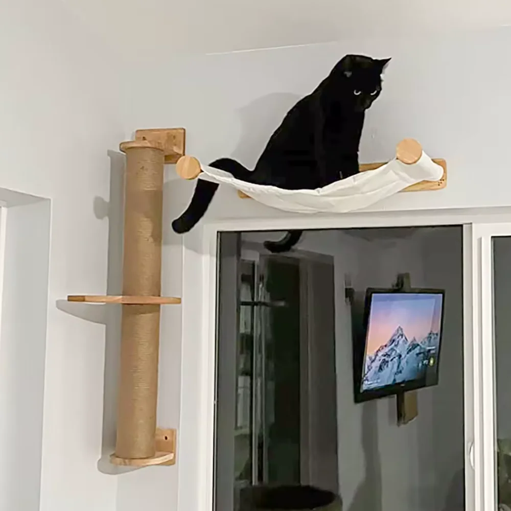 Árbol para gatos de pared con sisal, poste de escalada y hamaca - imagen 5