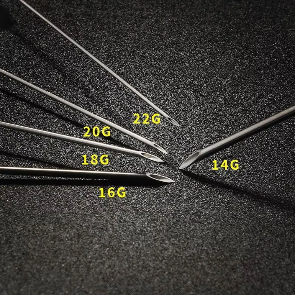Venta al por mayor, 100 Uds., agujas para perforación de tatuaje desechables estériles, herramienta para perforación de superficie corporal de animales para uso profesional, etiquetas de instalación - imagen 2