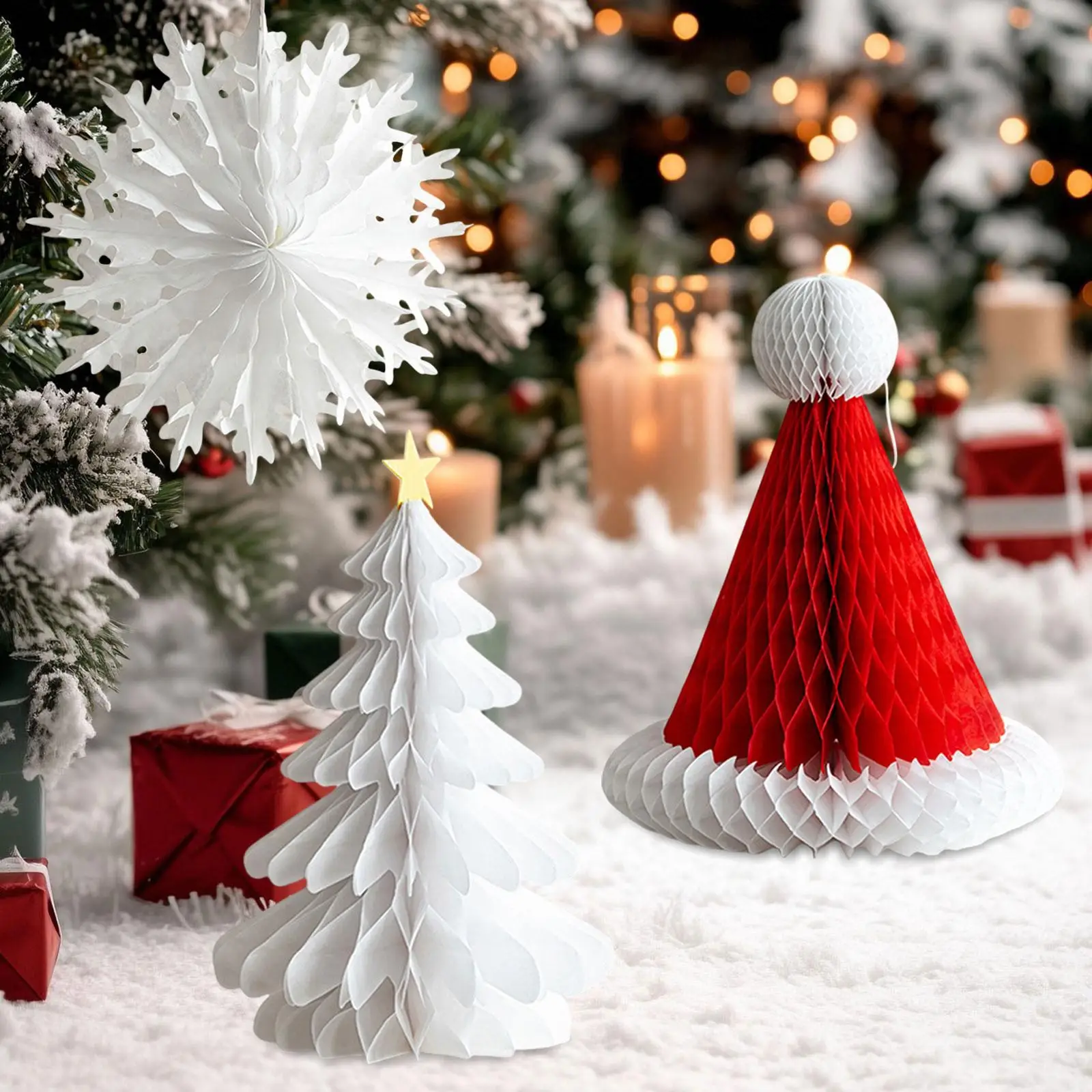 3Pcs Honeycomb Paper Christmas Tree Ornaments Table Centerpiece Modern Collectible Hanging Decorations for Celebration Party 3Pcs Honeycomb Paper Christmas Tree Ornaments Table Centerpiece Modern Collectible Hanging Decorations for Celebration Party