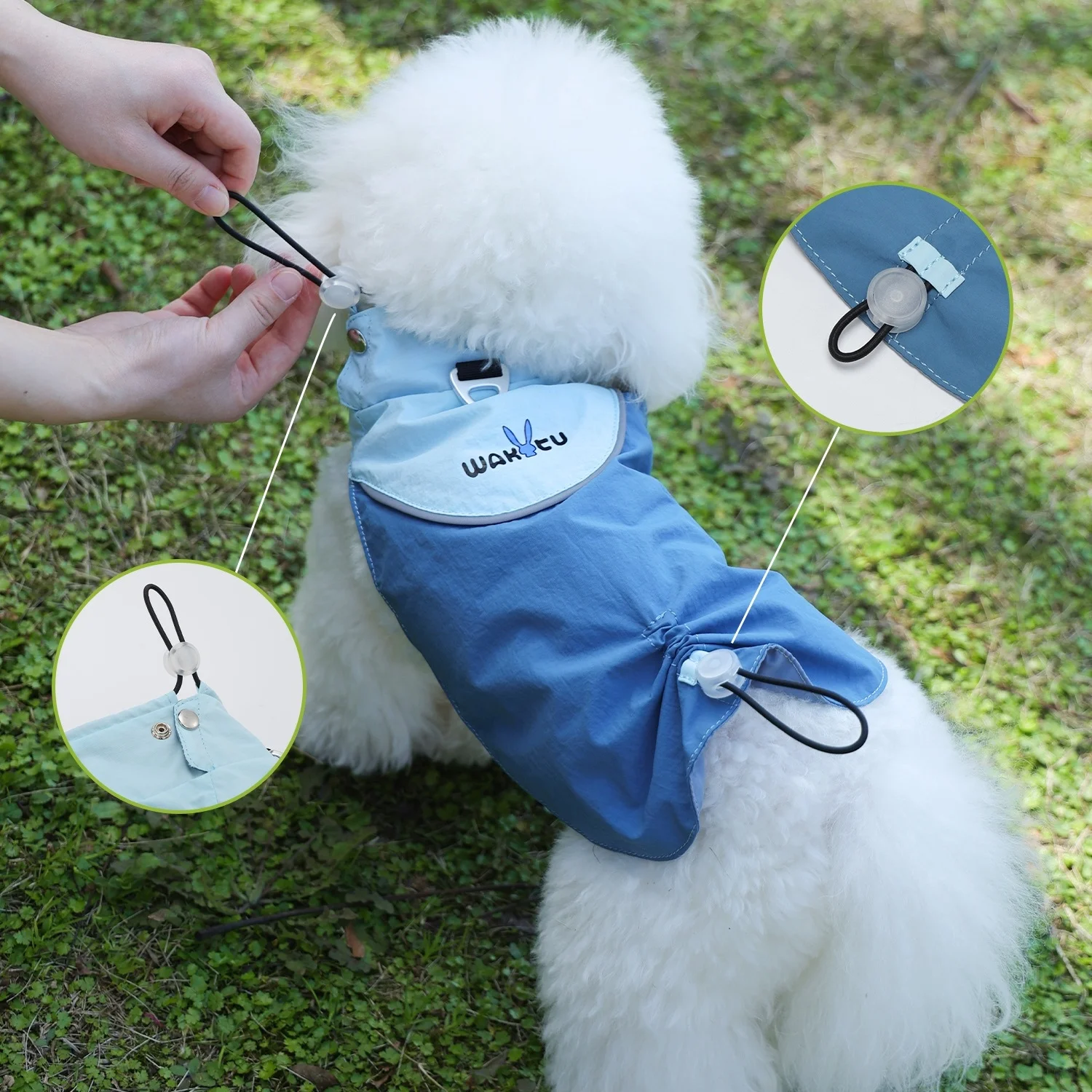 Chaqueta impermeable y resistente al viento para perros, chaqueta funcional para exteriores, impermeable ajustable para perros, ropa reflectante elegante para cachorros, azul - imagen 4