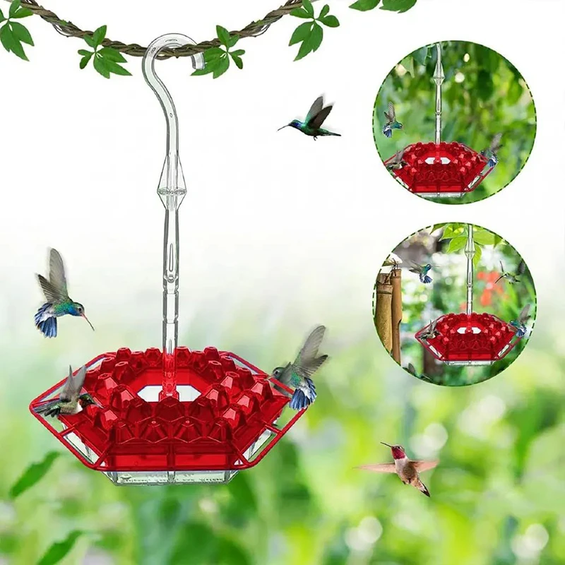 Comedero para pájaros salvajes, comedero Hexagonal colgante con gancho, comedero para colibríes, comedero para pájaros de jardín, dispensador de agua para bosque de mascotas, 1 ud. - imagen 5