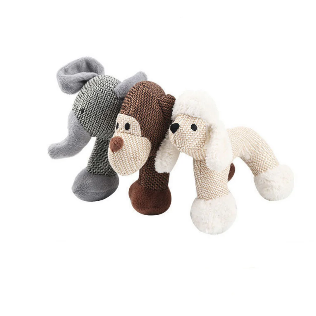 Lindo Animal forma mascota interactivo sonido chirriante juguete limpieza de dientes de perro juguetes de lino de felpa resistentes a mordeduras juguetes para mascotas - imagen 5