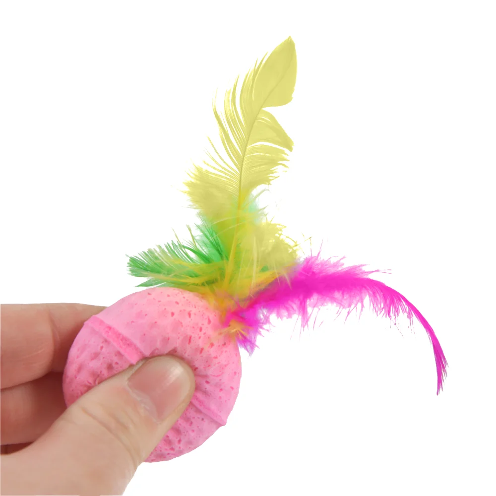 10 Uds bola de espuma de látex con pluma bola interactiva gatito mascota gato juguete - imagen 2