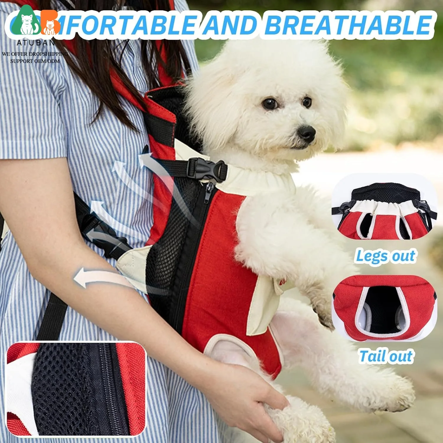 Mochila portamascotas con patas fuera para perros y gatos - imagen 3