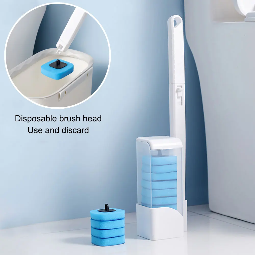 Cepillo de inodoro desechable con soporte de pared y repuesto - imagen 2