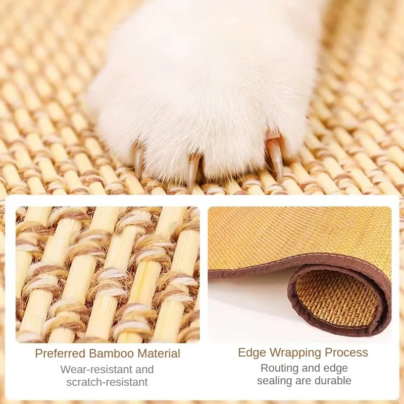 Rascador de bambú para gatos, alfombrilla de entrenamiento para rascar patas de mesa, protección de muebles, Protector de sofá - imagen 3