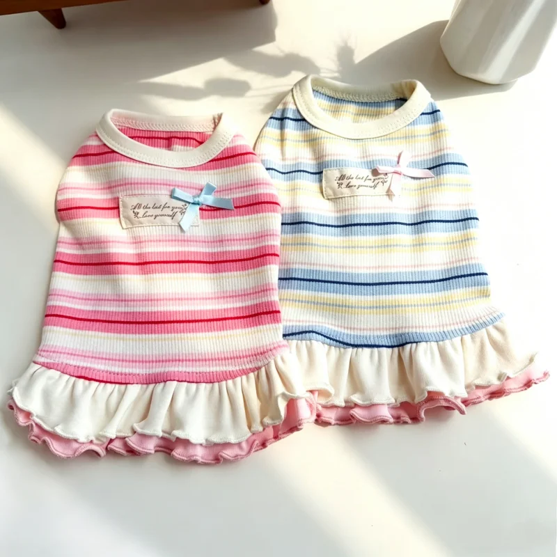 Vestido verano rayas para perro pequeño – Fresco y ligero Chihuahua Bichón - imagen 5