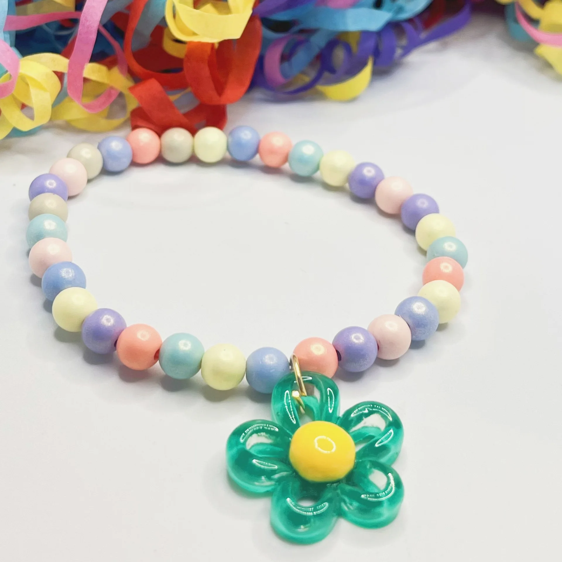 Collar de perro con cuentas de macarrón hecho a mano, Collar ajustable de Estilo Princesa para decoraciones de perros y gatos, colgante de melocotón con piedras preciosas de flores - imagen 4