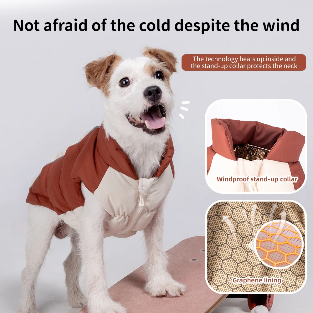 Chaqueta de invierno cálida a prueba de viento para perros con agujero de tracción abrigo reflectante para mascotas para perros pequeños ropa para cachorros Yorkshire Corgi - imagen 4