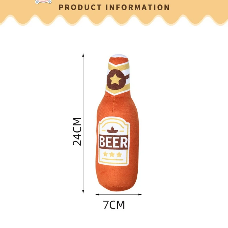 Juguete para perros con botella de champán chirriante, felpa resistente a mordeduras con grietas para juegos interactivos, diversión para recoger y masticar, regalo para perros - imagen 2