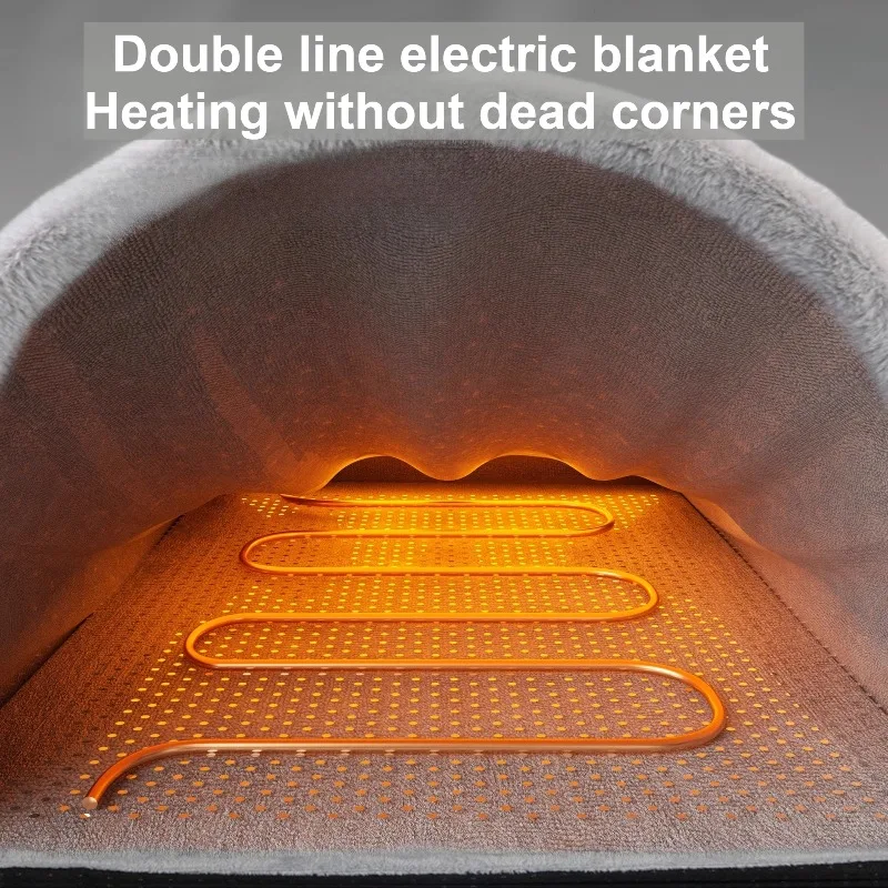 Cama calefactora para gatos, cama cálida de invierno para gatos, camas ajustables de temperatura constante de felpa para gatos, casa suave extraíble semicerrada para mascotas - imagen 3