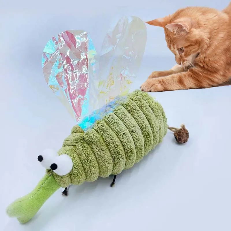 Juguete de peluche para gato, hierba gatera interactiva, Mosquito simulado, juguete para gatitos, resistente a mordeduras, Limpieza de dientes, accesorios de juguete con hierba gatera para mascotas