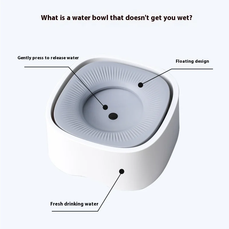 Cuenco de agua antisalpicaduras para mascotas, plato para beber sin desorden para gatos y perros con diseño flotante que mantiene la barbilla seca y fácil de limpiar - imagen 2