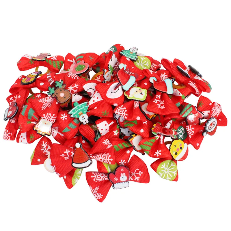 Lazos navideños para perros y gatos, accesorio de goma para el pelo de mascotas, ideal para el cuidado de cachorros y perros pequeños, de 50/100 piezas - imagen 5