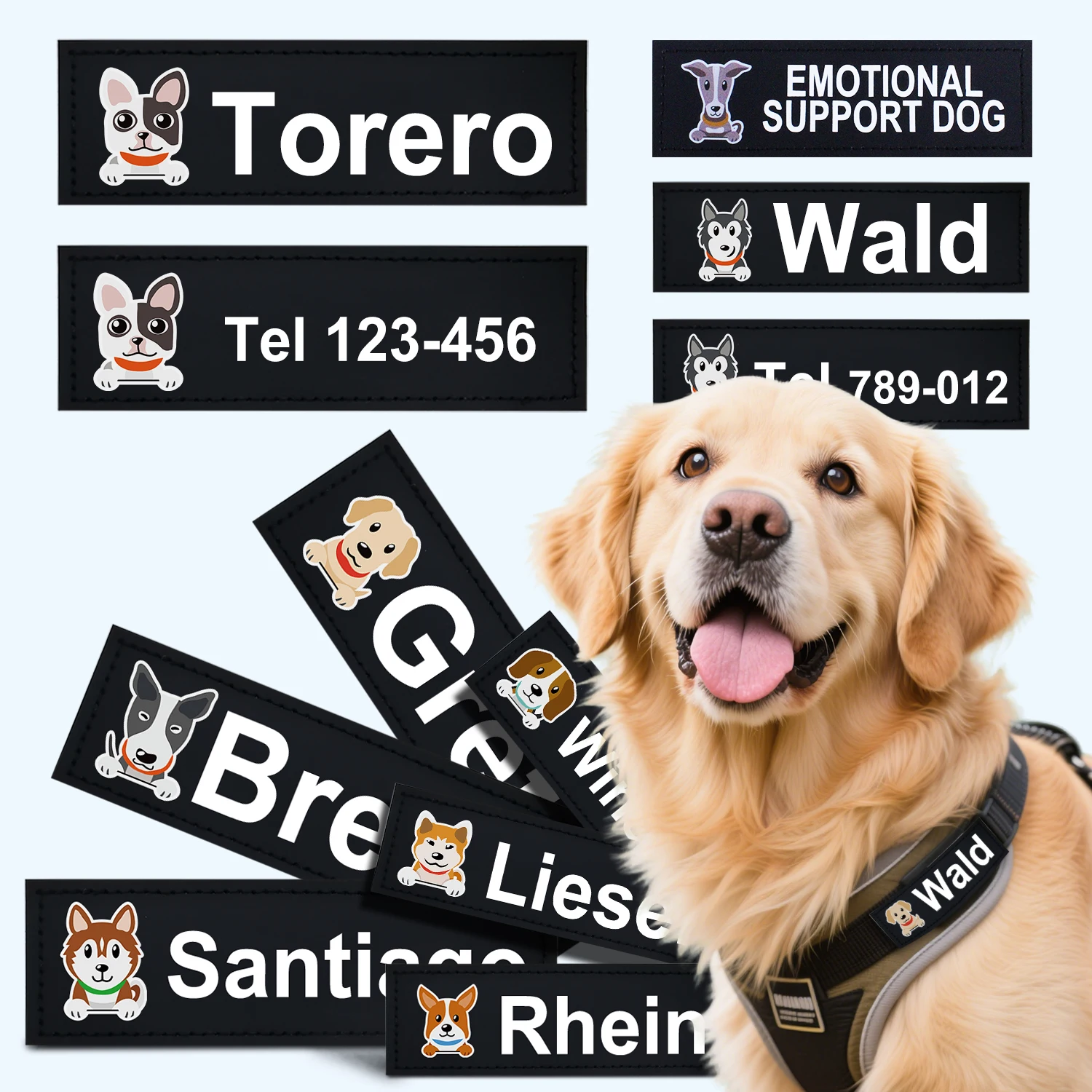 2 etiquetas ID personalizadas para perro - Para arnés con nombre y teléfono