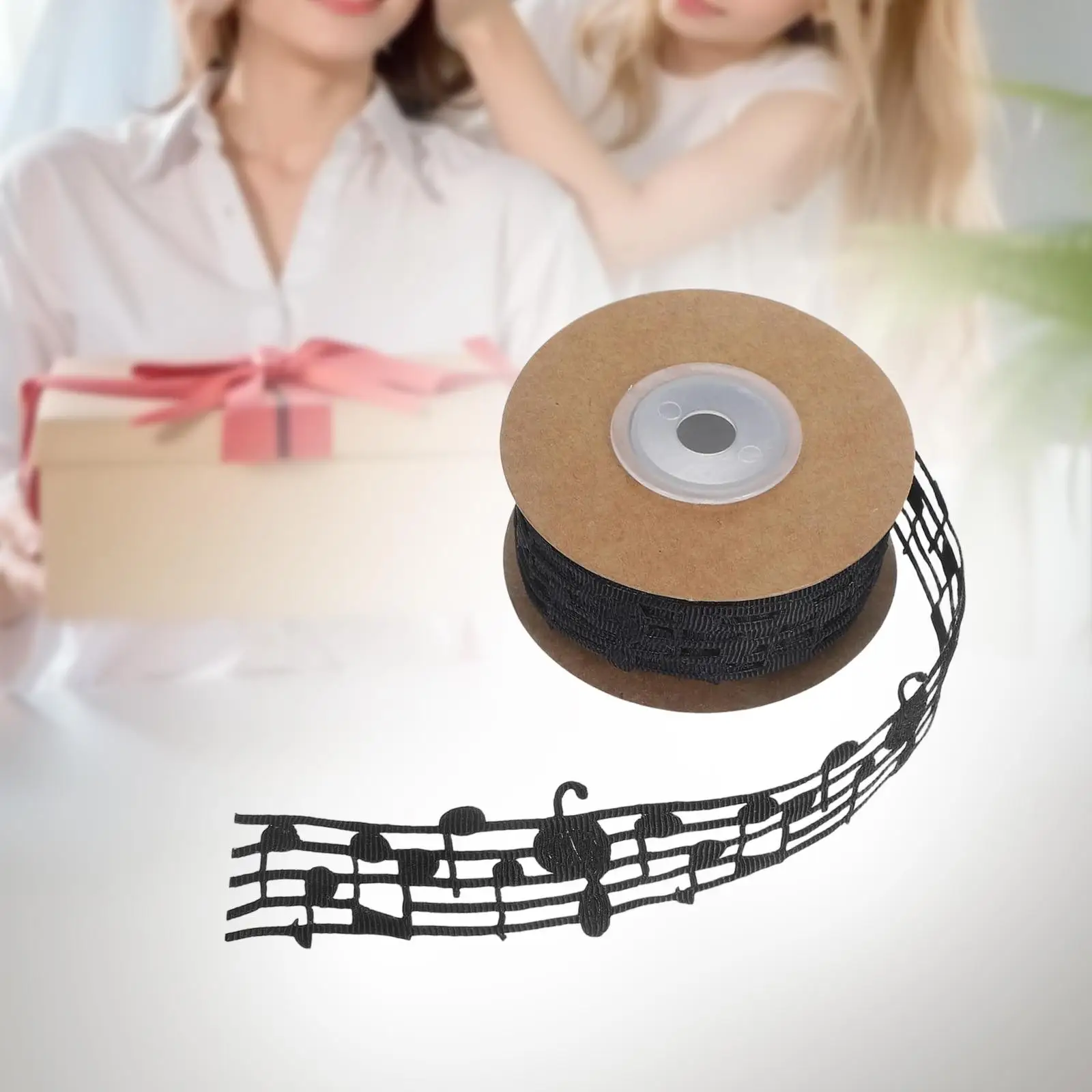 Cinta de nota musical ahuecada para envolver regalos, cinta artesanal para caja de pasteles, costura artesanal, accesorios para adornos de ropa, boda