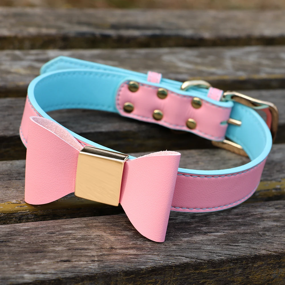 Collar de cuero PU para perro, pajarita suave para hombre, Collar para mascota, collares bonitos con lazo, accesorios para perros pequeños y medianos y gatos - imagen 3
