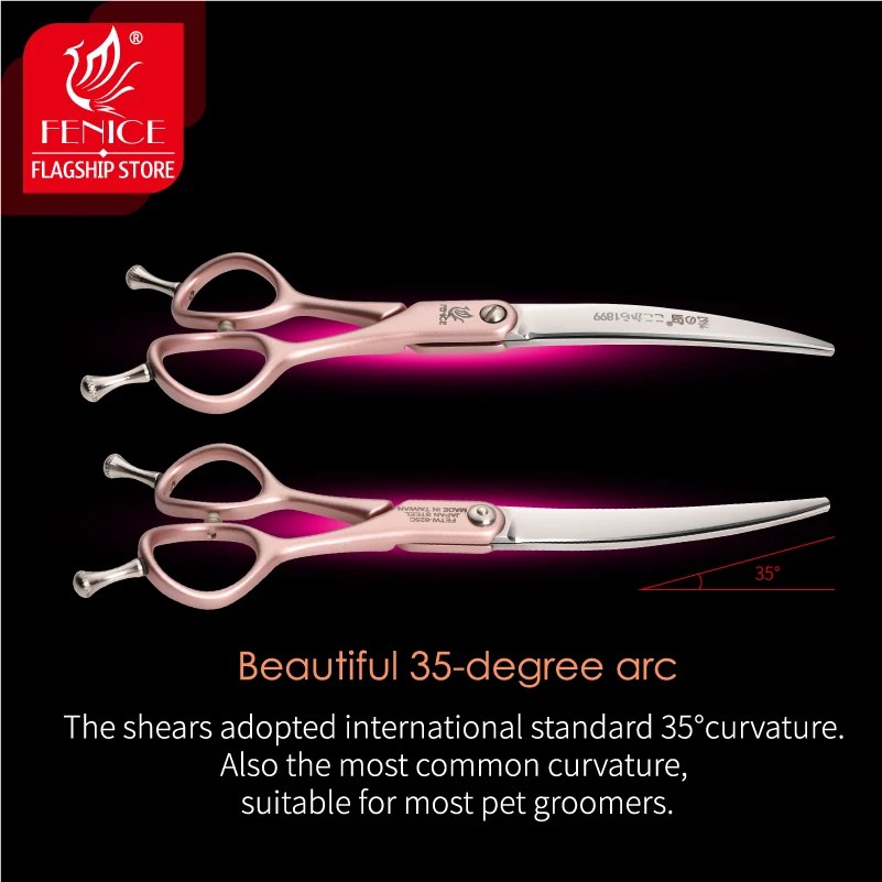 Fenice-Tijeras curvadas y rectas para perros JP VG10, de acero, 35 °, 6,25 pulgadas, tijeras de aseo para mascotas - imagen 5