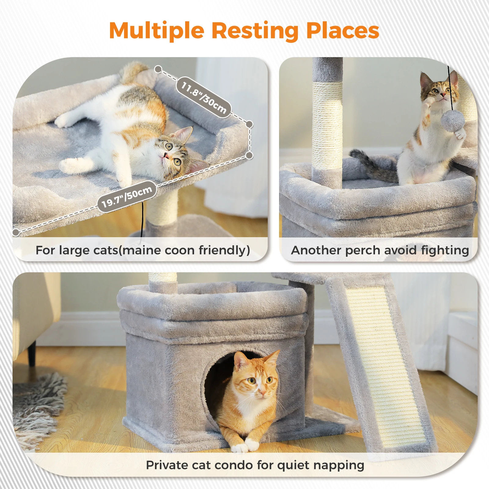 Árbol rascador compacto para gatos con sisal y plataforma - imagen 2
