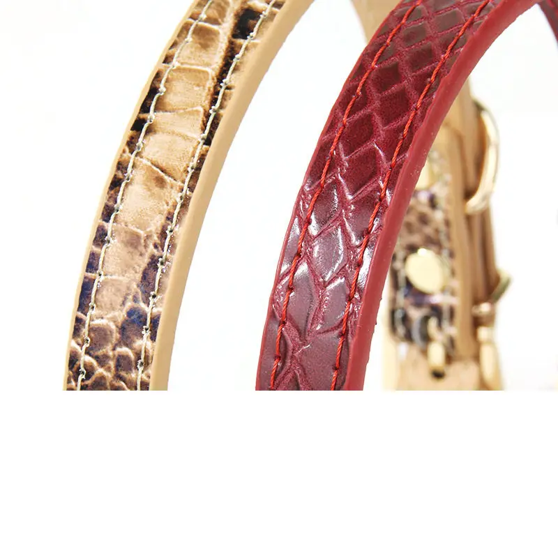 Collar de cuero PU con patrón de piel de cocodrilo para mascotas, Collar ajustable para perros pequeños y gatos, estilo japonés y coreano - imagen 5