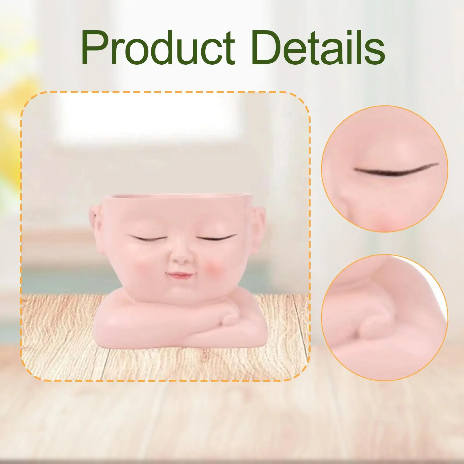 Resin Flower Pot Face Sculpture Indoor Decorative Planter Cute Flowerpot Container for Home Office Bedroom Garden