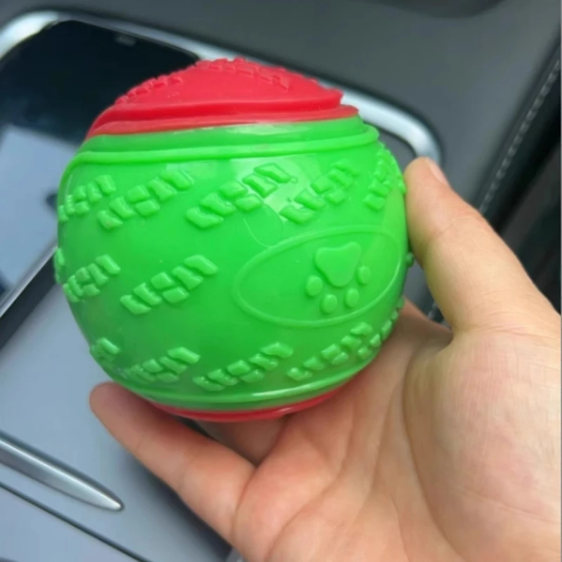 Pelota de juguete chirriante para perros TPR, pelota para masticar brillante para limpieza de dientes y resistencia a mordeduras, pelota de rebote interactiva con sonido para perros - imagen 4
