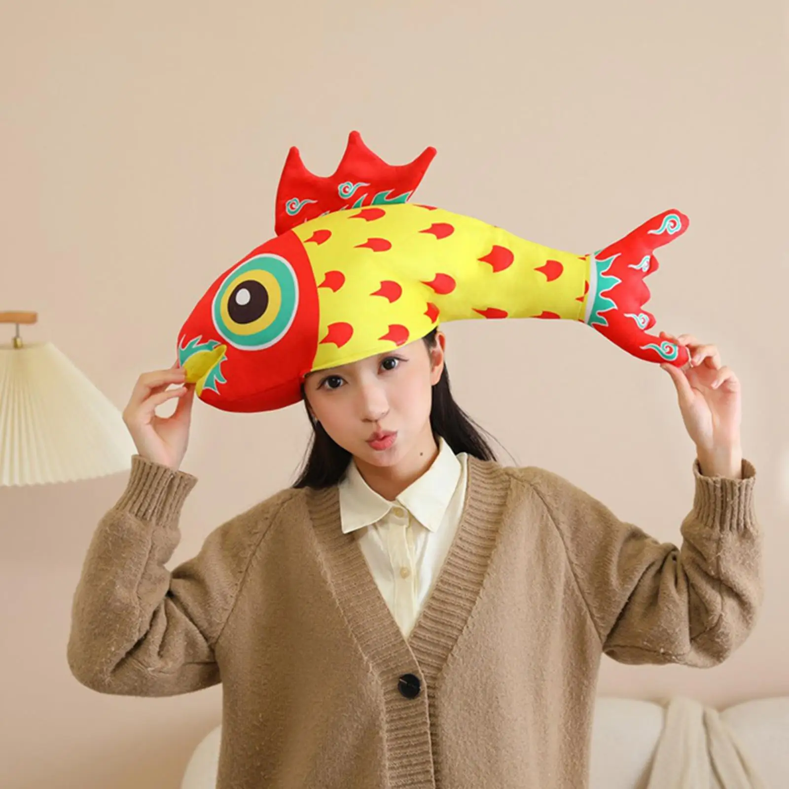 Gorro de disfraz de animal, gorro de pescado, gorro cálido de invierno, gorro de animal para fiesta temática de animales, vestido elegante - imagen 4
