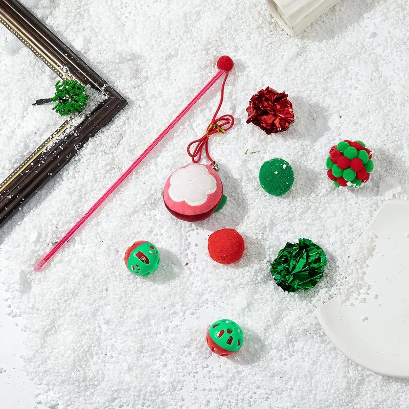 Nuevo juego de juguetes navideños para gatos para mascotas, caja de regalo interactiva con combinación de campanas, calcetín navideño y palo de juguete con diseño de alces adecuado - imagen 5