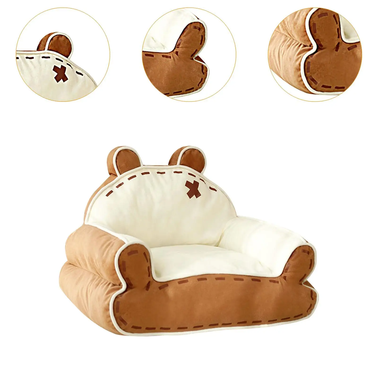 Pet Sofa Cat Couch Bed Cartoon Little Bear Shape Kitty Cozy Cave Sofa Nest for Puppy Room Small Medium Dogs Cats Home