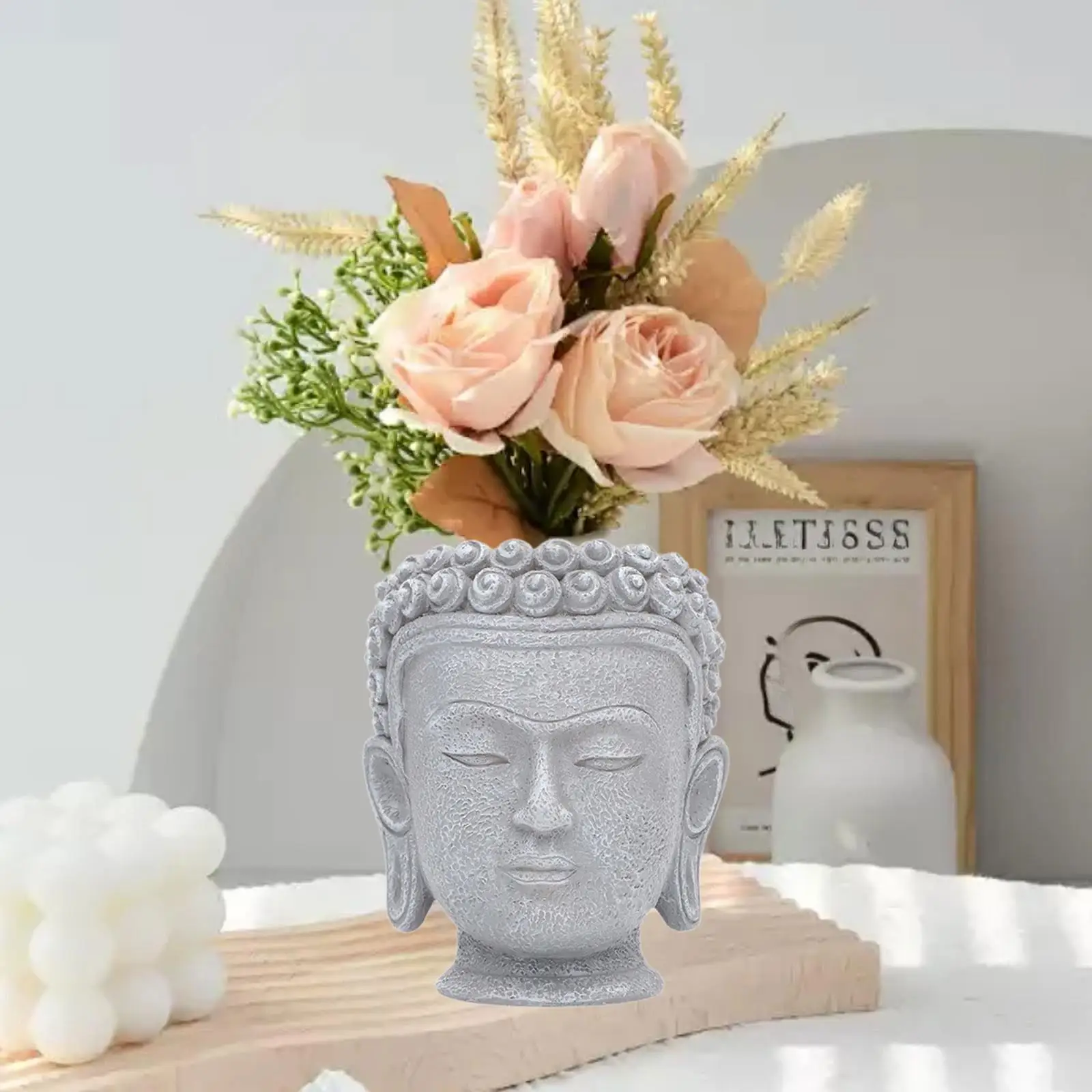 Buddha Head Flower Pot Plant Pot Indoor Plants Gift Decoration Sculpture for Table Centerpiece Home Garden Desktop Office