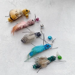 2/3 Uds. De accesorios de juguete para gatos de insectos artificiales de felpa, cabezal de repuesto para gatos, palo de Teaser divertido, varita interactiva, juguete para mascotas con plumas