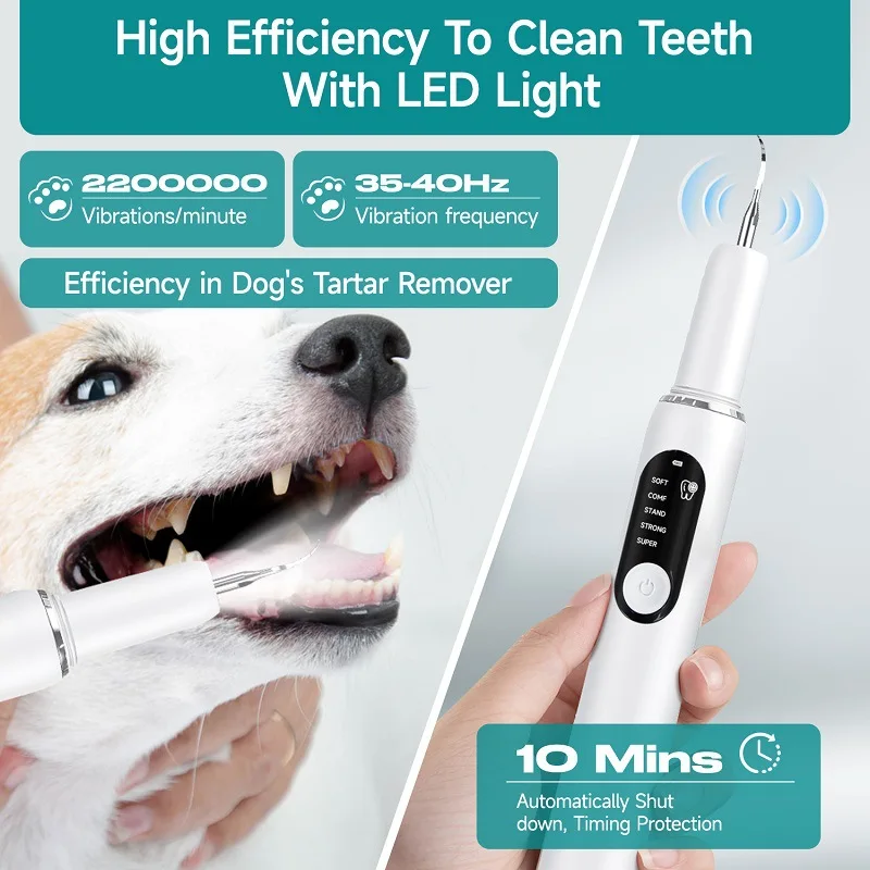 Eliminador de placa y sarro para perros, eliminador de placa para dientes con luz Led, 5 modos ajustables, cepillo de dientes eléctrico, Kit de limpieza de dientes - imagen 3
