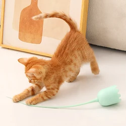 Juguete automático con cola de silicona para gatos activos