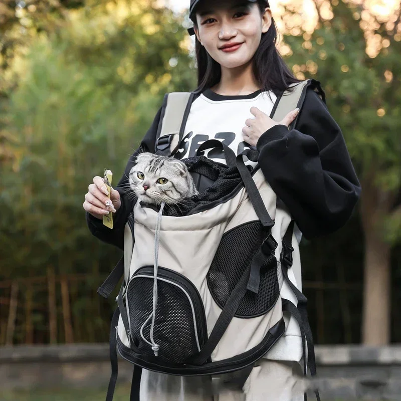 Mochila portátil para mascotas, bolsa ligera de gran capacidad, Color sólido, tela Oxford transpirable - imagen 3