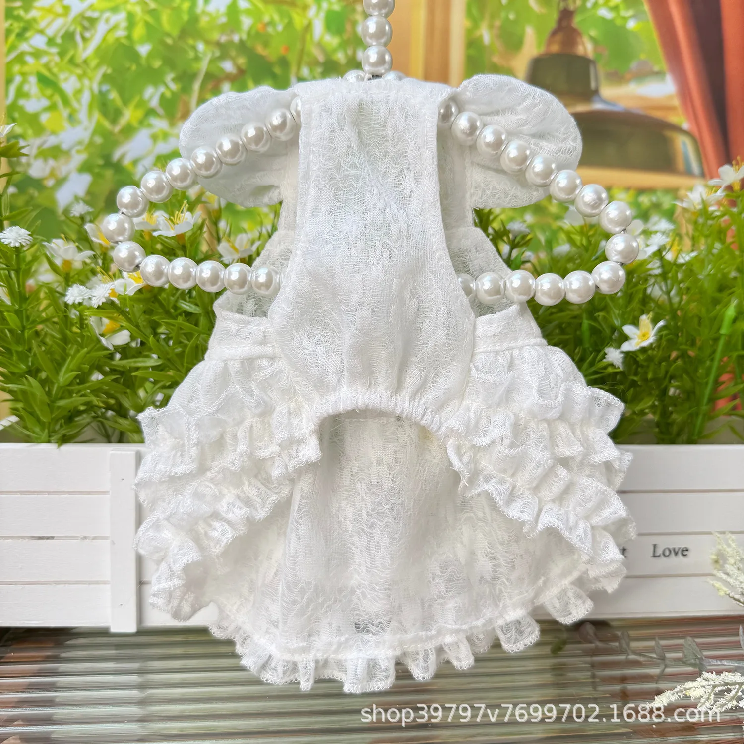 Vestido de encaje para mascotas, vestido de princesa de manga voladora de malla fina para perro pequeño, vestido de fiesta, vestido Tut, ropa para perros - imagen 3