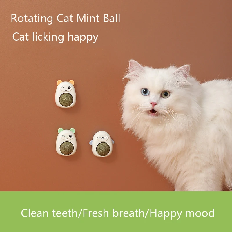 Bola de menta de gato de dibujos animados, juguete giratorio de pasta de pared, piruleta, molienda de dientes, ayuda a quitar el pelo, nuevo - imagen 2